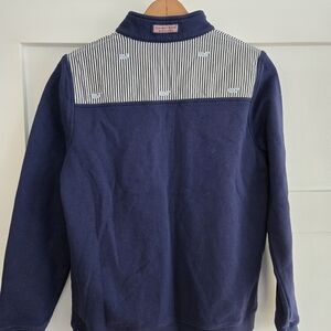 Men's Navy Sweater with Striped Yoke